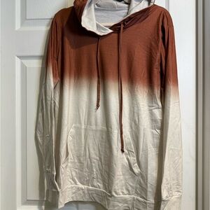 Women’s Brown and Cream Gradient Hoodie Sweater